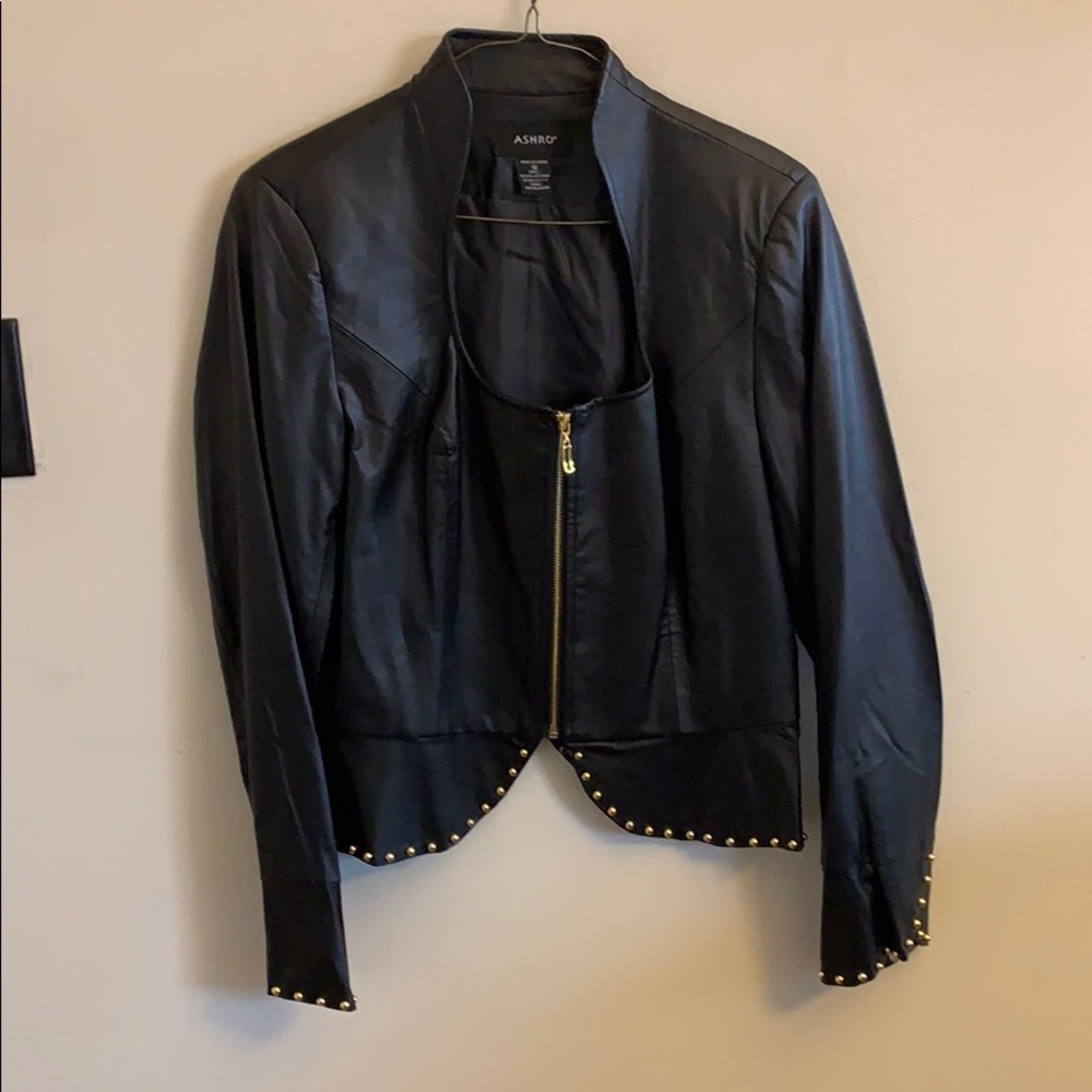 Pleather Black Studded Jacket